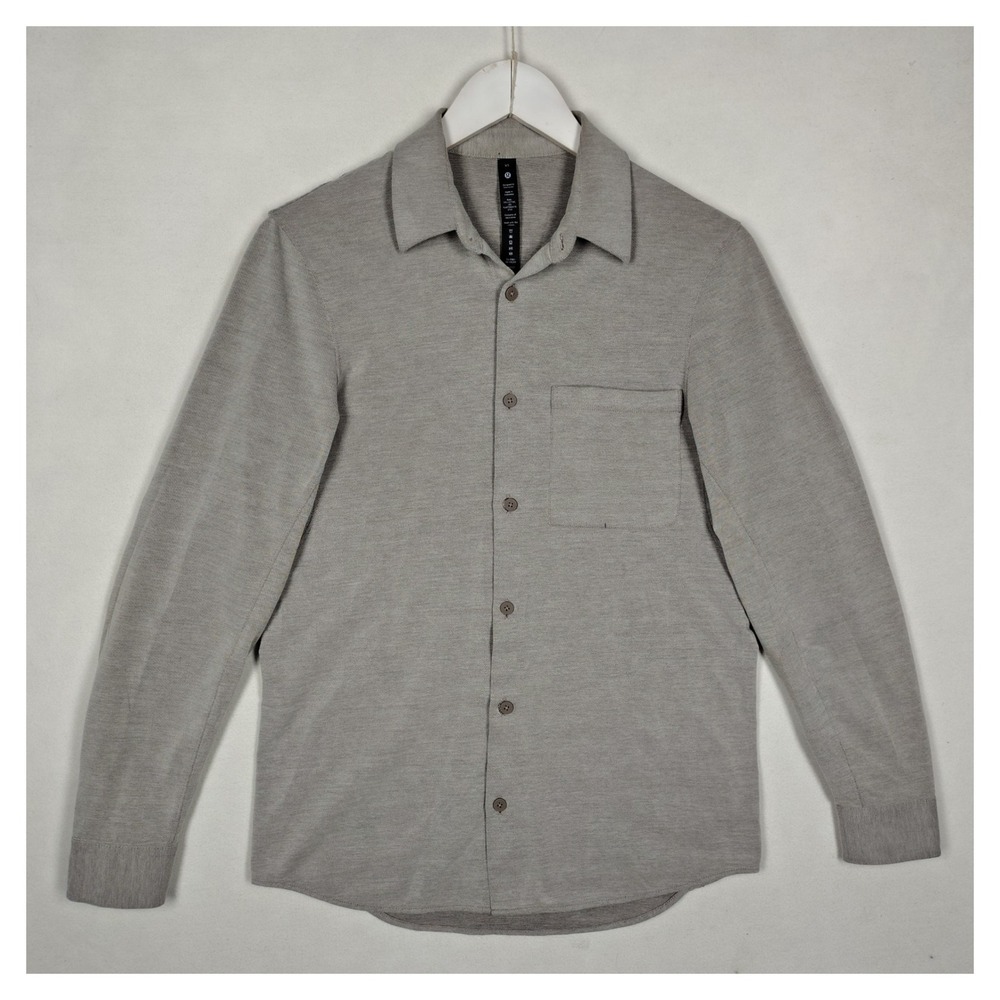 Lululemon Commission Long Sleeve Shirt Heathered Grey Mens Size XS M3DJOS